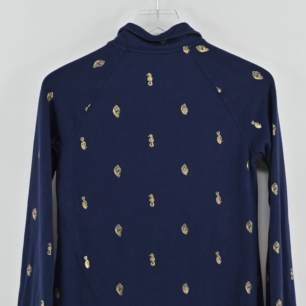 Lilly Pulitzer Skipper Ruffle Dress Womens Size XS Navy Gold Seahorse Cotton - Picture 12 of 14